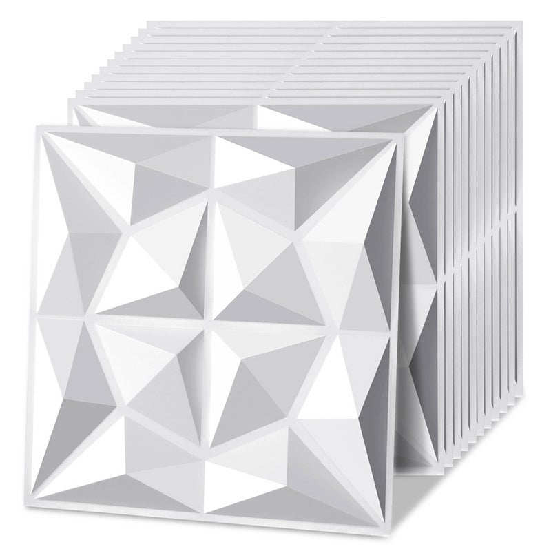 Naklejki ścienne 3D na płytki, wodoodporne i odporne na wilgoć, opakowanie 12 sztuk, 50 x 50 cm, białe