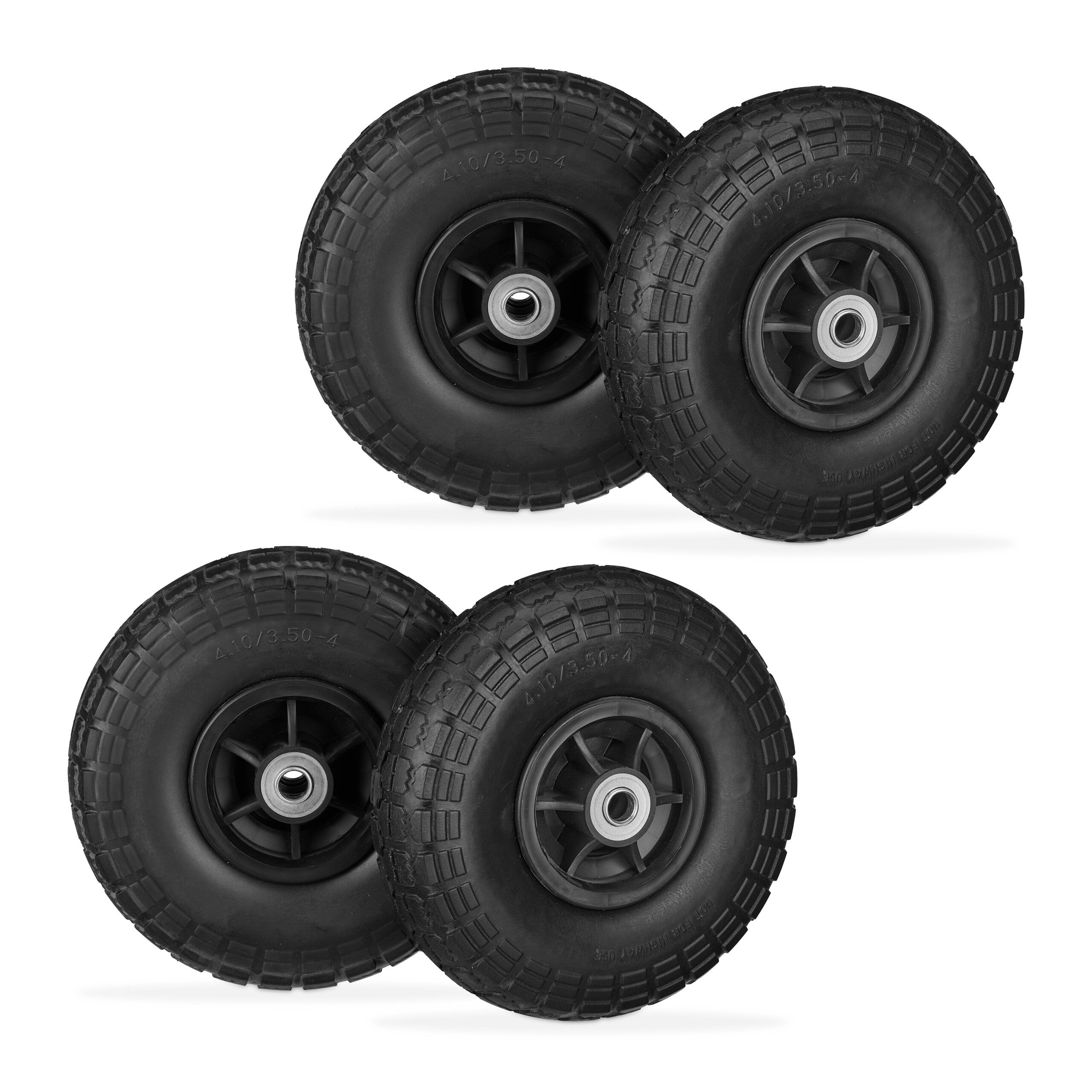Capacité 150kg Lot De 4 Roues De Diable Increvables - Caoutchouc PU 260x85mm - Charge 150kg - Jaune/rouge Caoutchouc Pu Plein