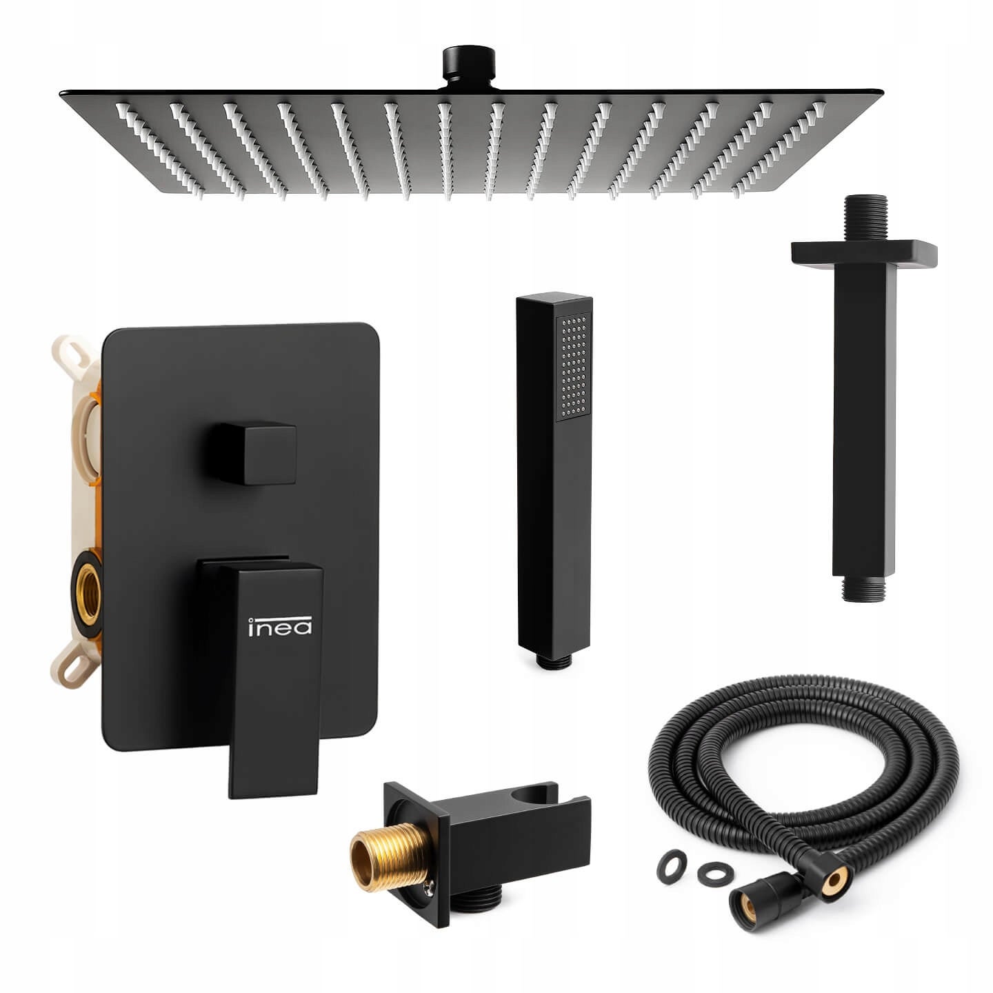 ZESTAW PODTYNKOWY PRYSZNICOWY NATRYSKOWY CZARNY Z DESZCZOWNICĄ SUFITOWA 30