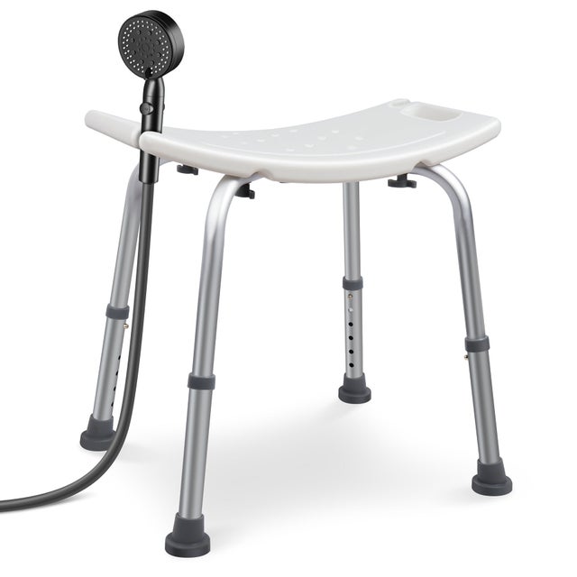 Siege de douche ergonomique a hauteur reglable en Aluminum HDPE blanc VOUNOT®