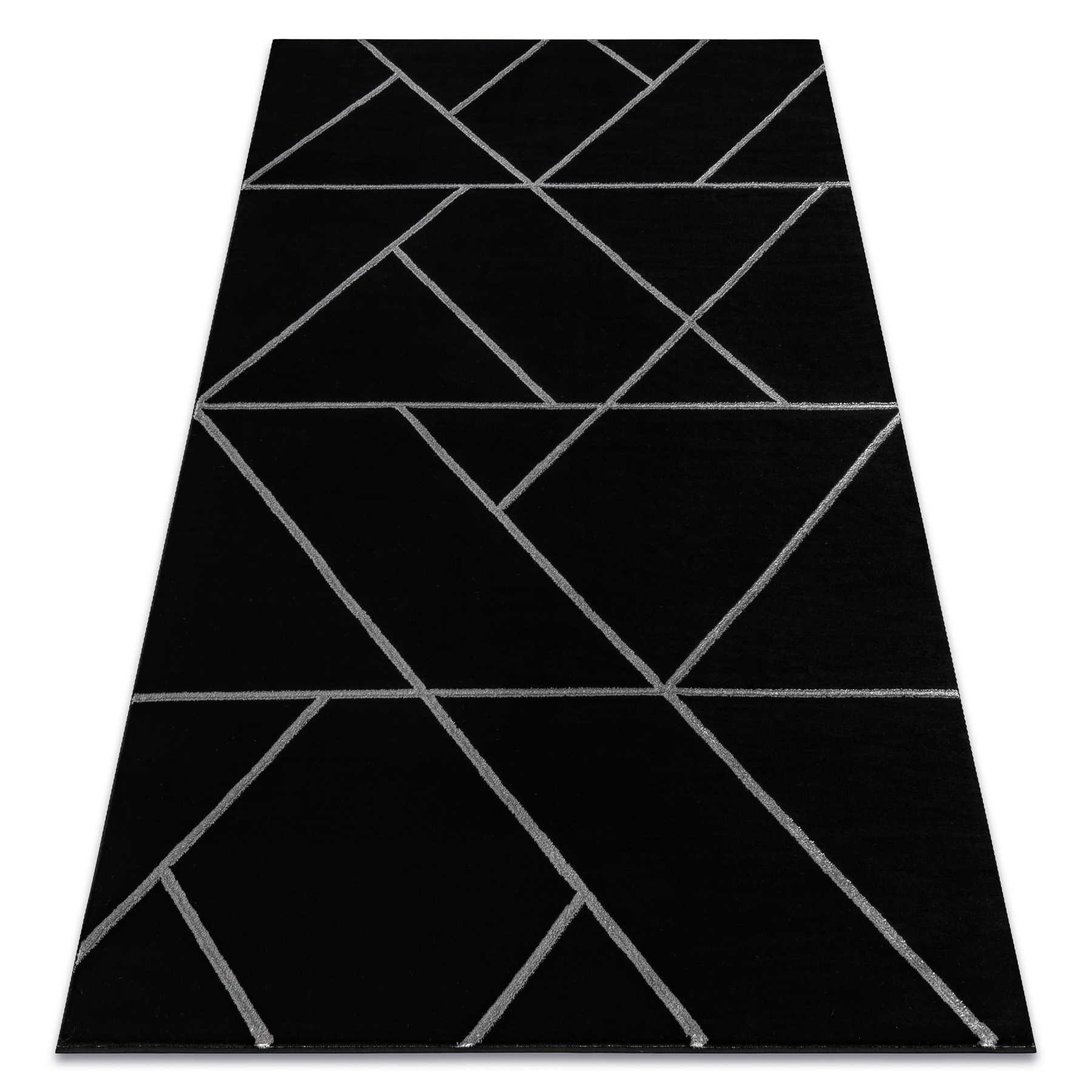Alfombra emerald exclusivo 7543 glamour, elegante geométrico negro / plata 200x290 cm