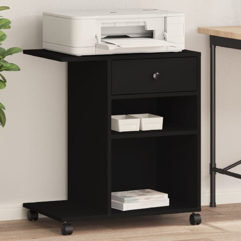VidaXL Support D'Imprimante Avec Roulettes Gris Béton 60x48x74 Cm - Table Imprimante Avec Rangement