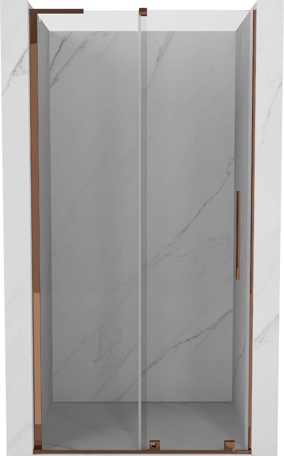 Mexen Velar L drzwi prysznicowe rozsuwane 110 cm, transparent, różowe złoto - 871-110-003-01-60