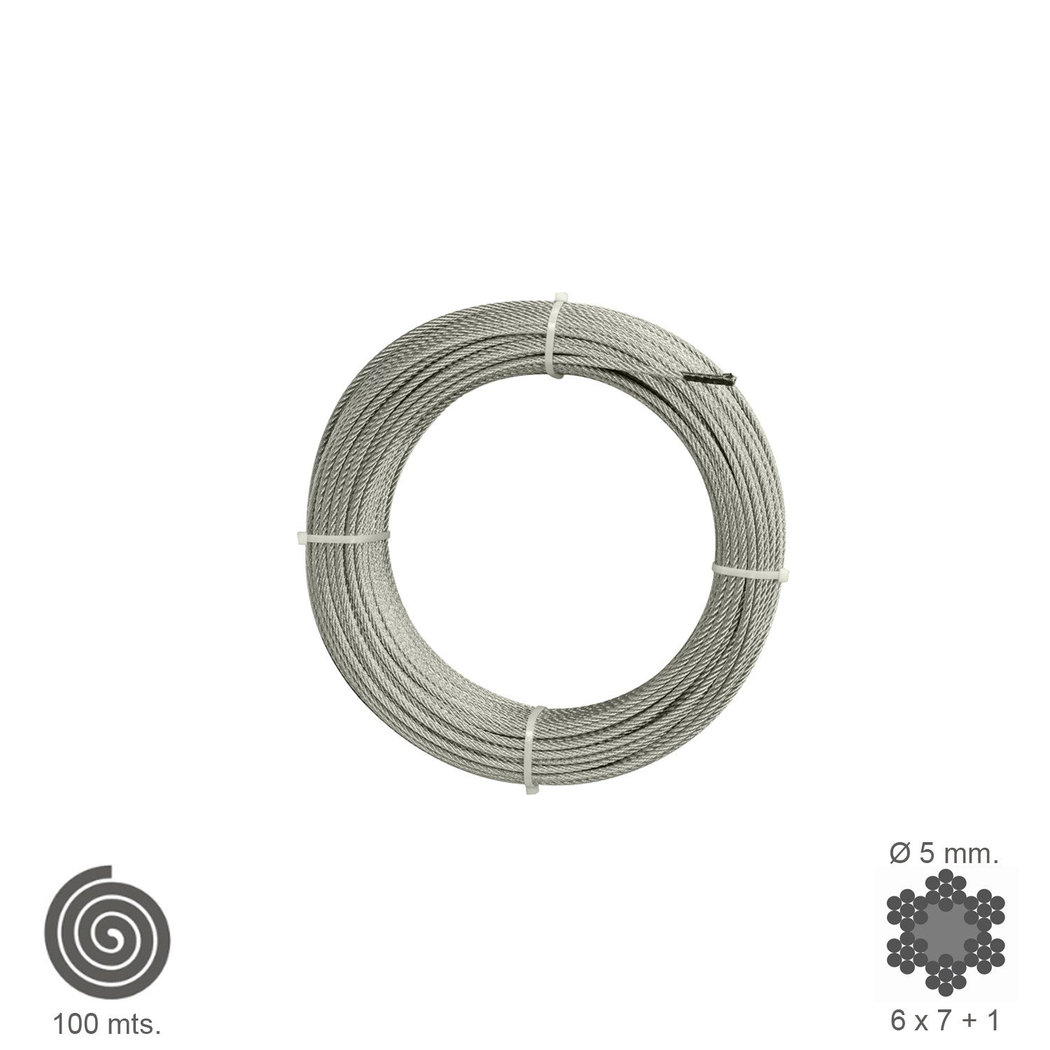 Câble Galvanisé – Longueur 100,5 M, Diamètre 5 Mm, Compatible XY2, Usage Général Extérieur
