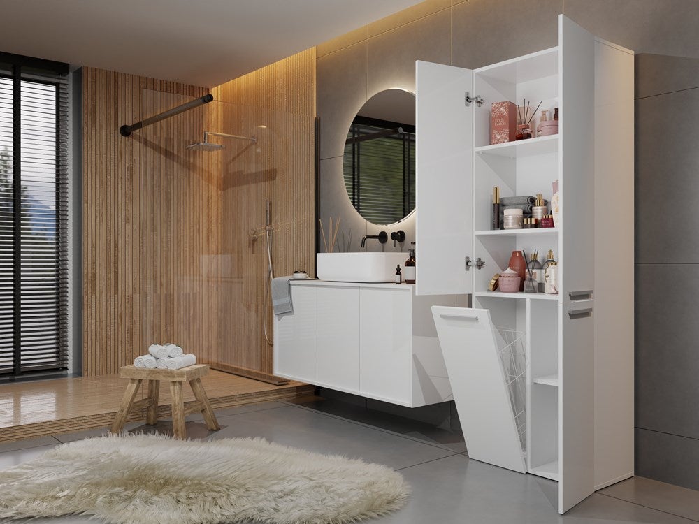 RORY - Mueble de baño con canasta - Dimensiones 174x60x30 - Mueble de baño con contenedor con área de lavado - 5