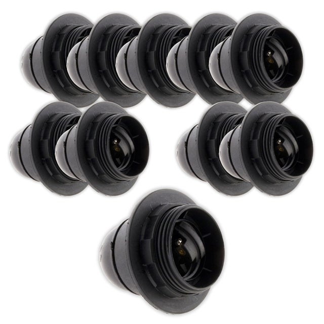 Lot de 10 douilles E27 + bague - Noir - Zenitech
