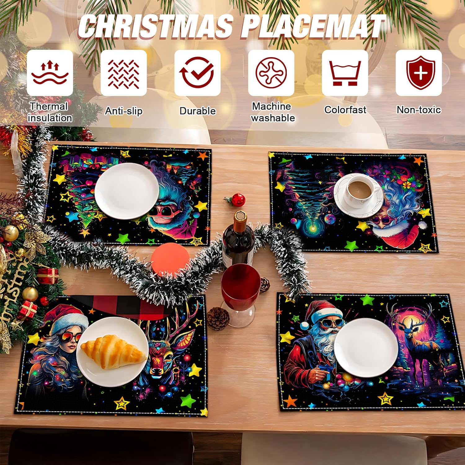 Set De Table Doré Noel, Dessous Assiette De Table Noel | FindTheDeal