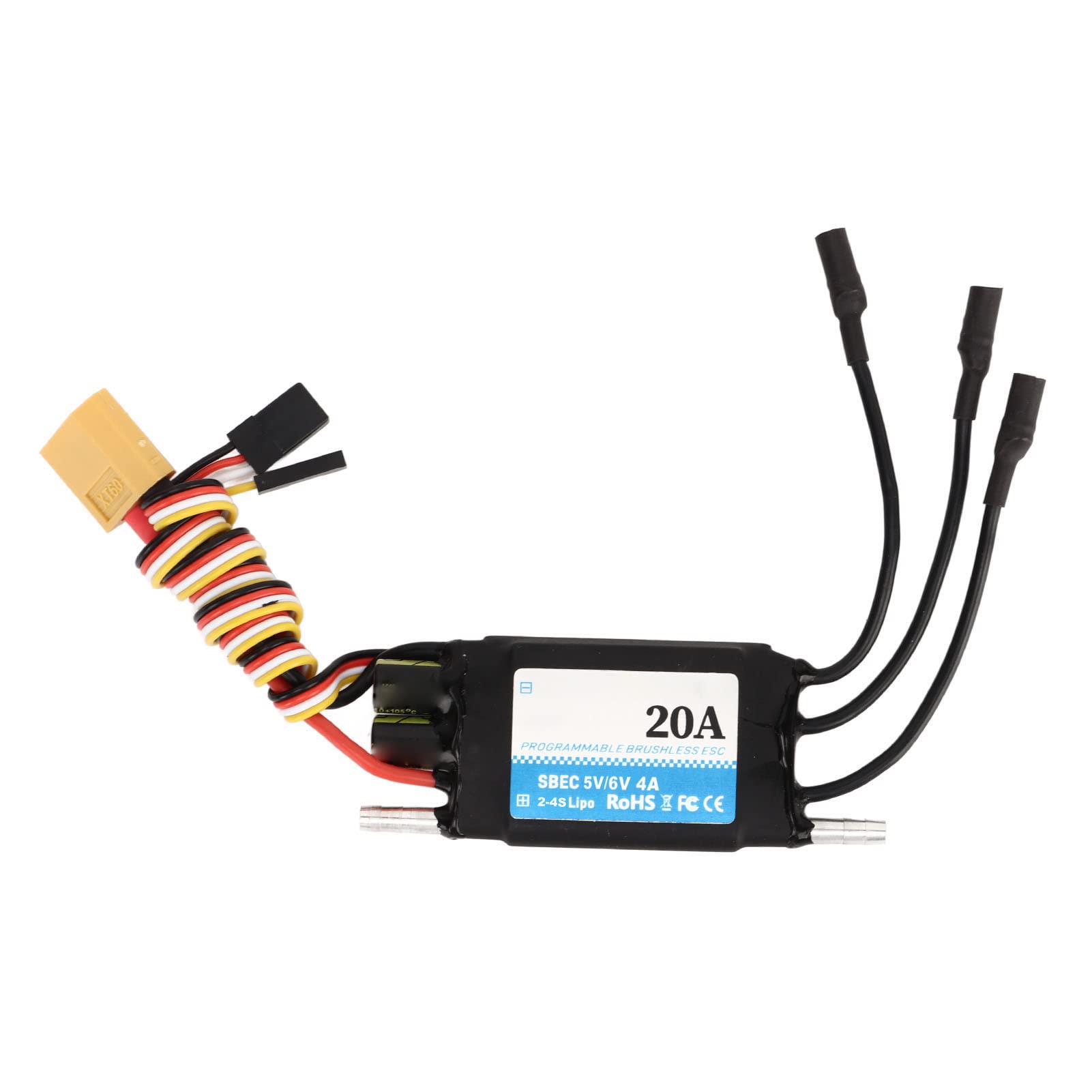 Contrôleur De Vitesse Lipo Bidirectionnel 2-4S ESC 20A étanche 5V 6V 4A Sbec Noir 95090068