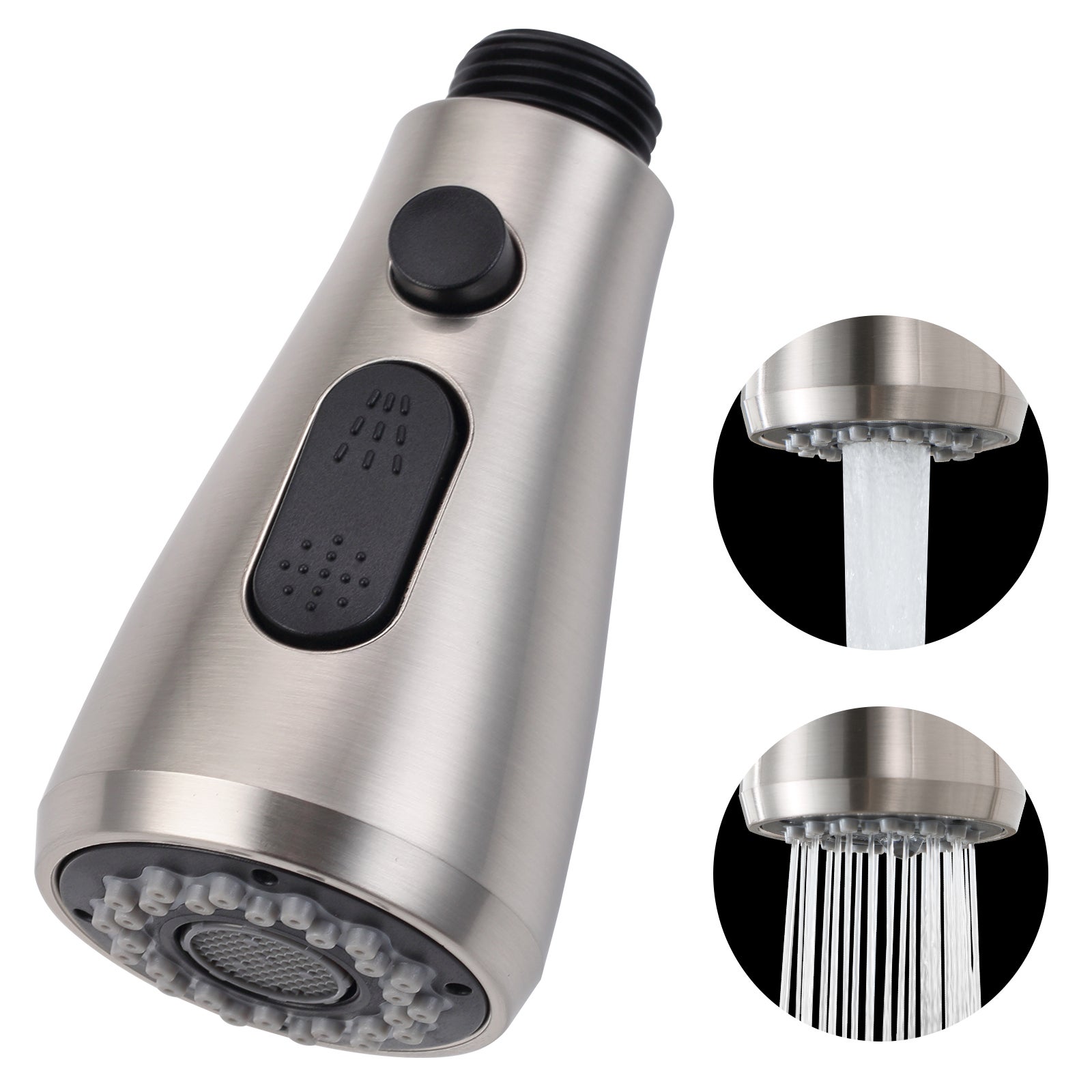 Prysznic ręczny Kran kuchenny 2 dysze z pokrętłem Eco-stop Wymienna głowica prysznicowa Prysznic ręczny do miksera kuchennego, szczotkowany