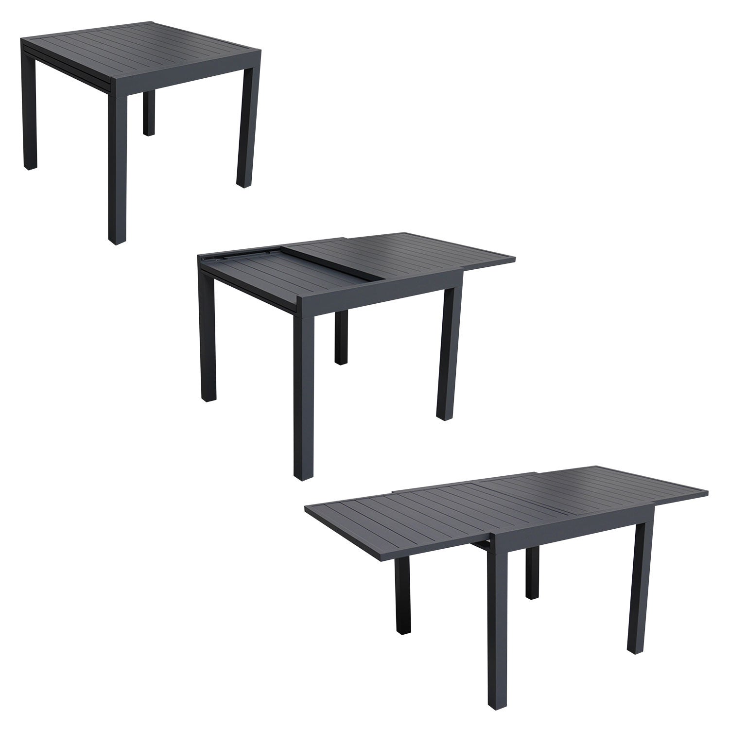 Salon de jardin 8 places gris et aluminium anthracite extensible 90/180 VENEZIA - 3