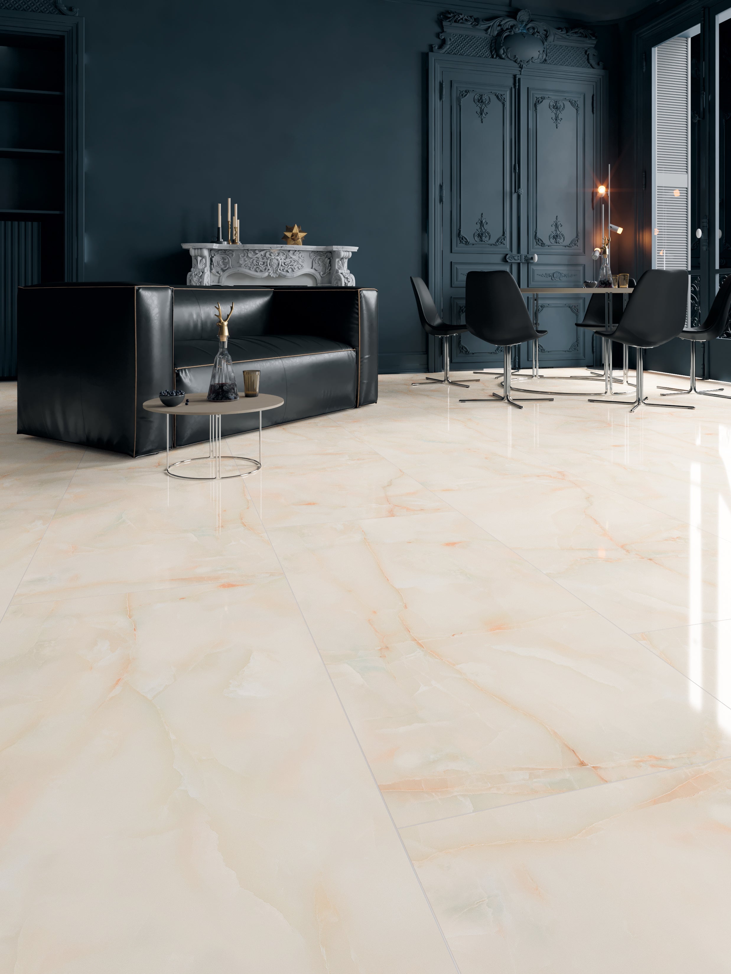 Carrelage sol / mur effet marbre beige SUN ONYX l.60 x L.120 cm Brillant QUA - 5