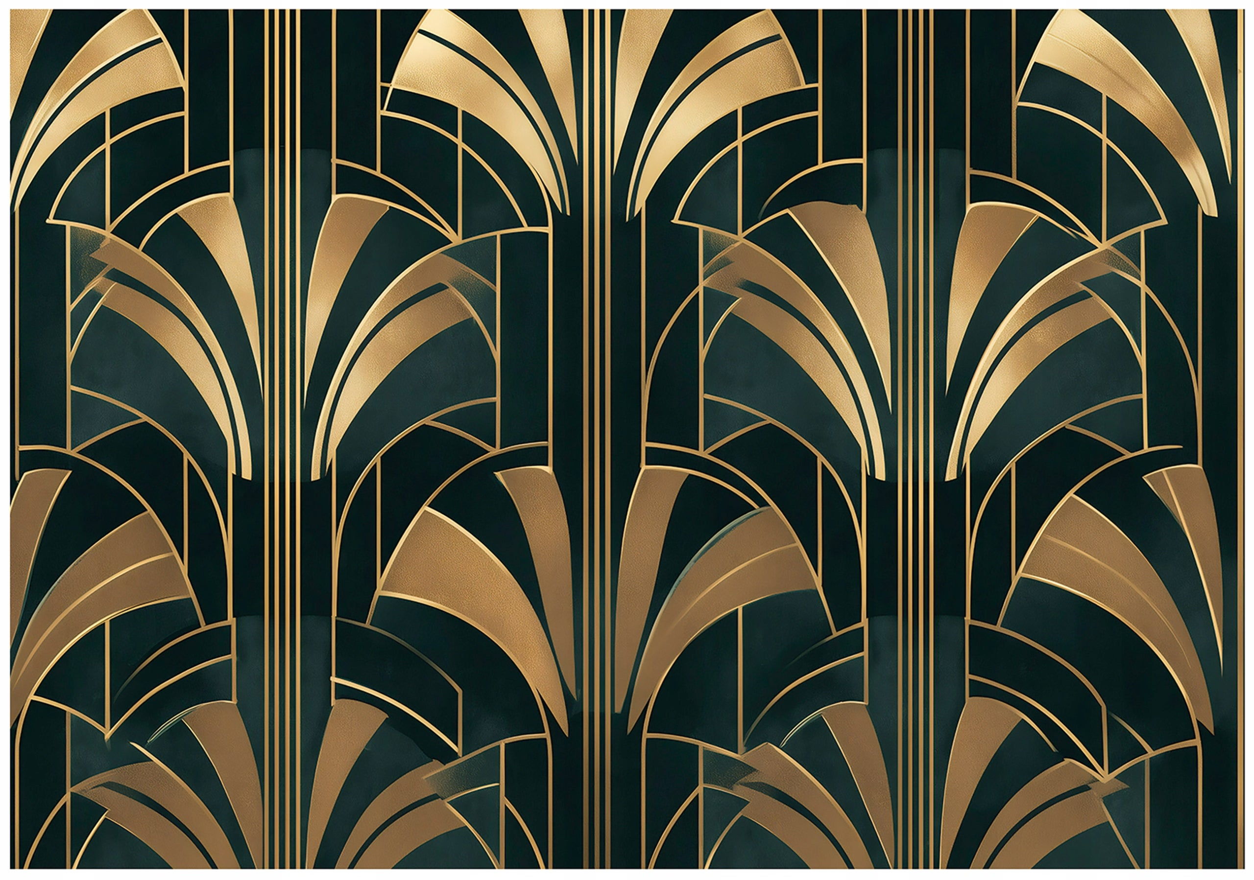Fototapeta Art Deco Złoto Zielony Abstrakcja 300x210 cm Tapeta Do Sypialni Salonu Kuchni Na Flizelinie