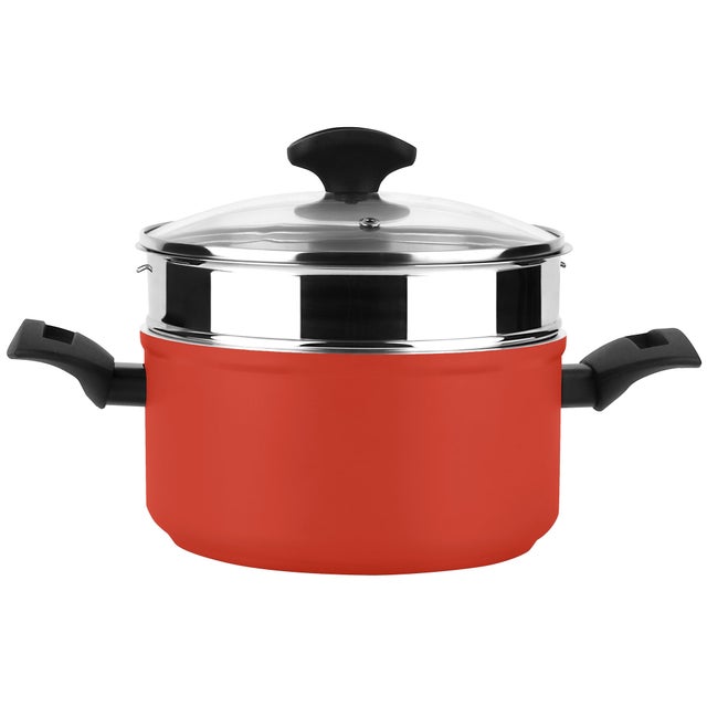 Pentola a Vapore Induzione 20 cm, Alluminio Forgiato, Vaporiera in Acciaio Inox, FAGOR Rosso Maxima
