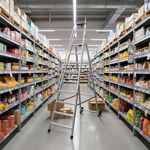 Escabeau roulant 11 marches - Hauteur de travail max. 4,52m - Largeur 0.68m - 2 poignées rabattables - QM-11 - 4