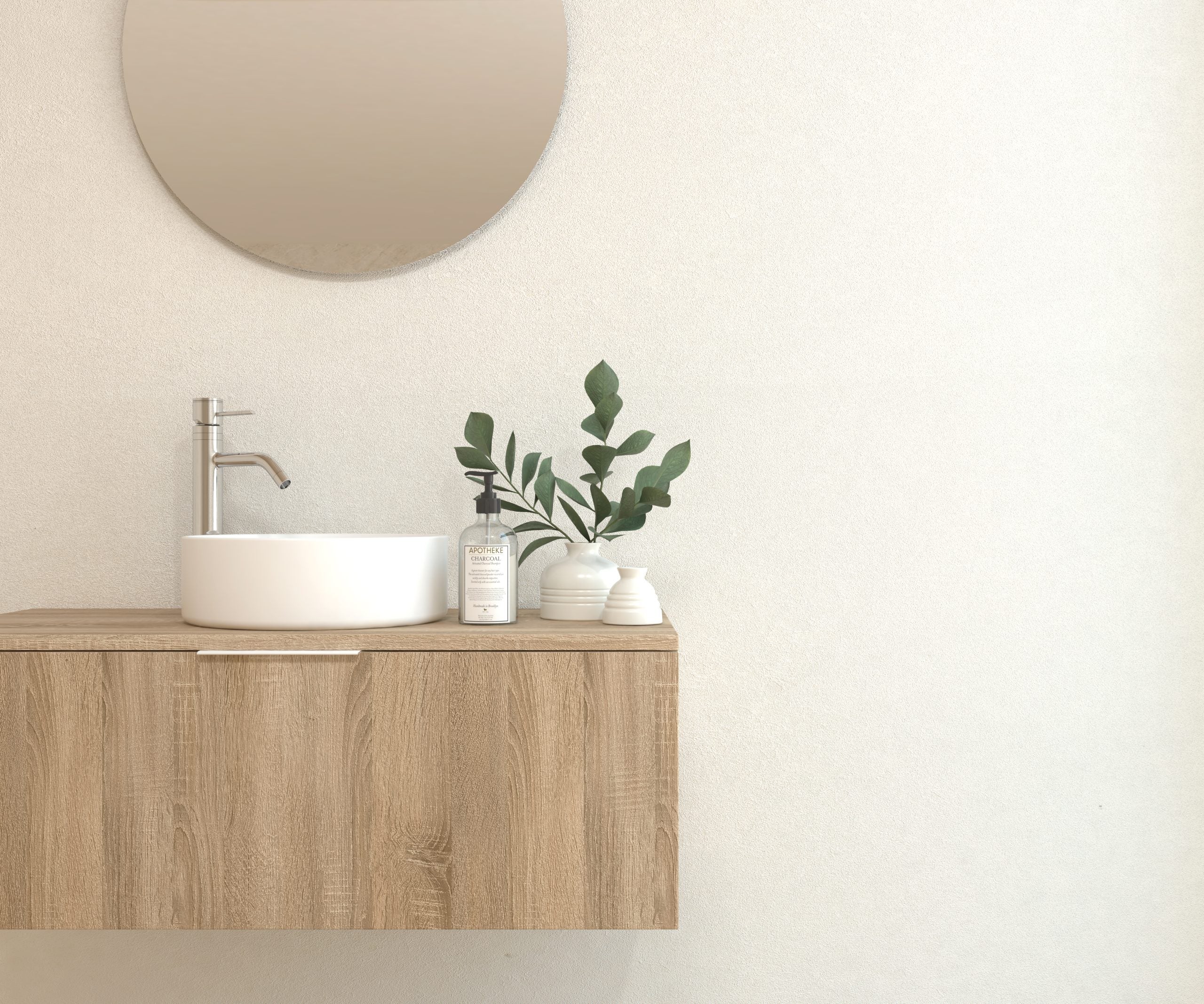Ensemble de meubles de salle de bain Mapau RICHET, chêne Bardolino, 100 cm + vasque + miroir rond - 2
