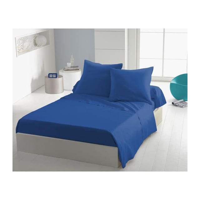 Drap plat - HOME LINGE PASSION - 180 x 290 cm - 1 personne - Bleu