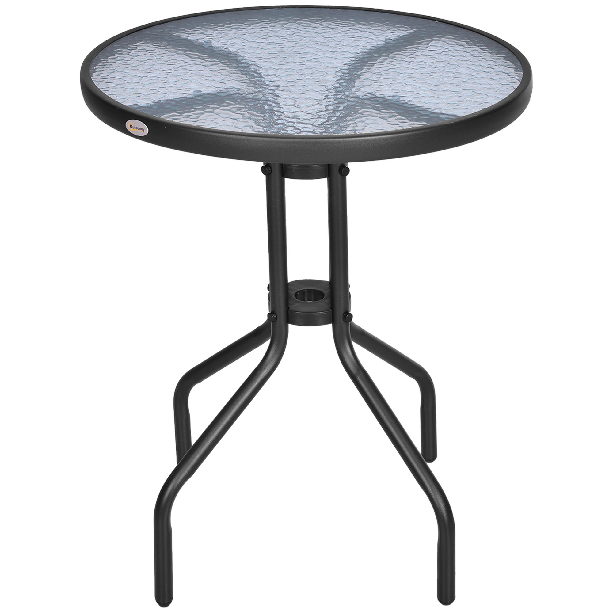 Table de jardin ronde pour balcon Ø60xH70cm en métal avec verre de ...