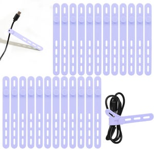 Dellyy 24 Pezzi Fascette In Silicone Riutilizzabili, Organizzatore Cavi Colorati Per Cuffie, Ufficio E Sacchetti Alimenti