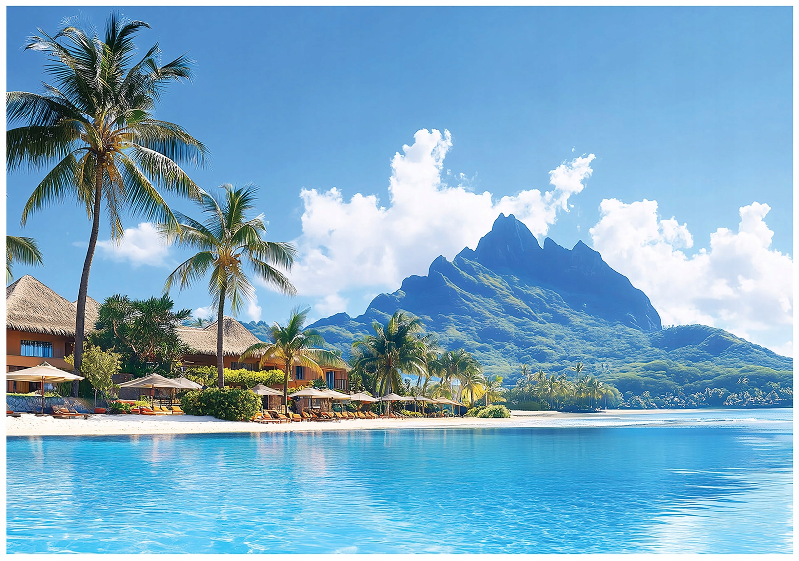 Fototapeta 3D Krajobraz Palmy Ocean 300x210 cm Tapeta Do Sypialni Salonu Kuchni Na Flizelinie