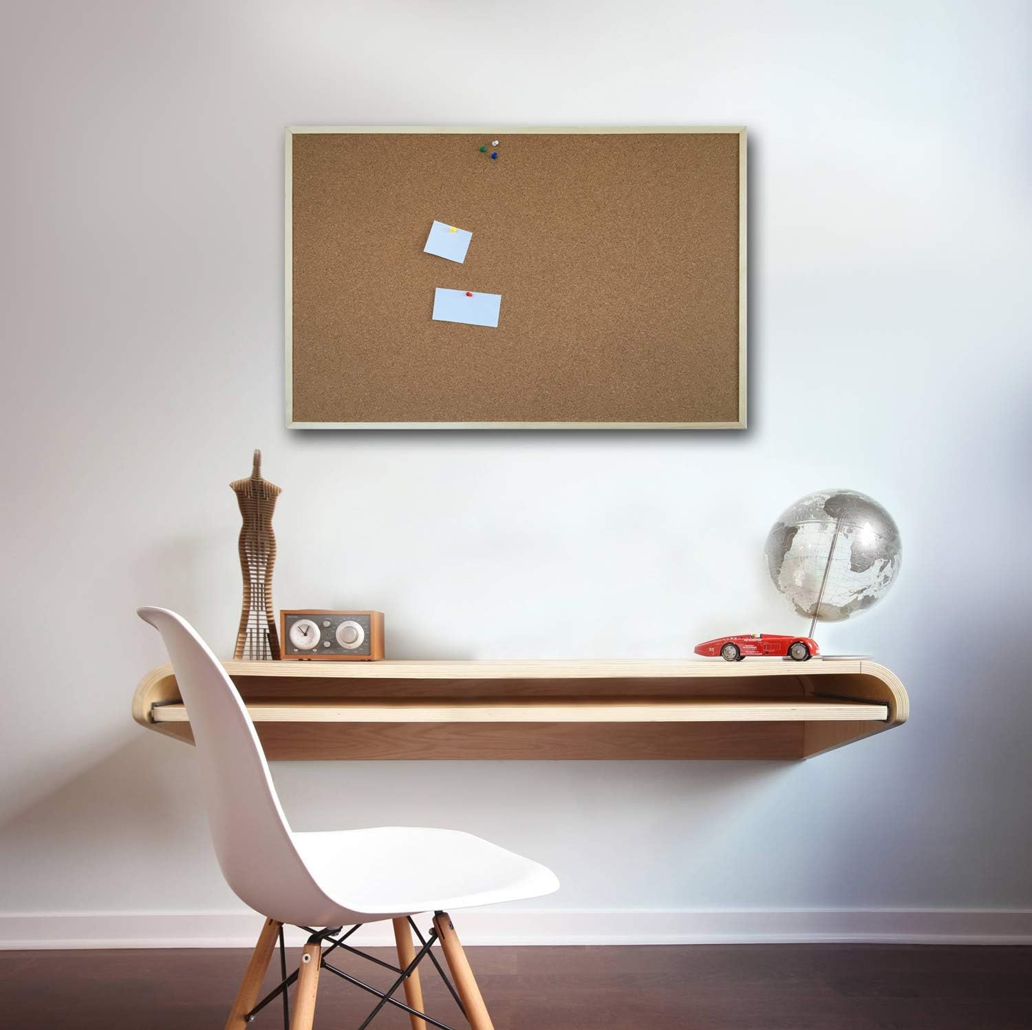 Creative Home 60 x 40 cm Tableau Liege Mural | Panneau Liege Mural | Tableau Liège | Petit Bureau | Tableau mural | Inclus Punaises Tableau Liège - 2