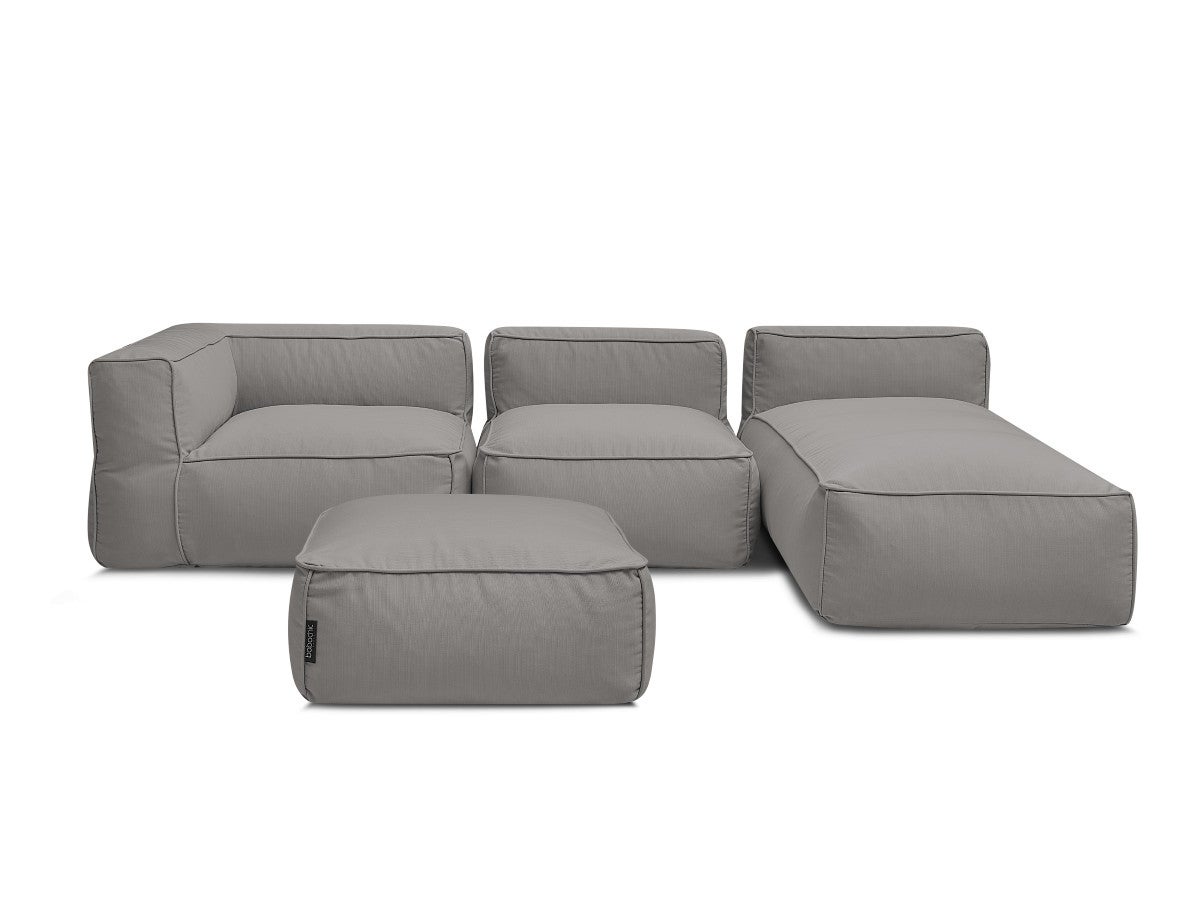 BOBOCHIC Canapé de jardin modulable GIULIA avec bâche de protection, 1 chauffeuse 1 place, 1 angle, 1 méridienne et 1 pouf Gris foncé - 2