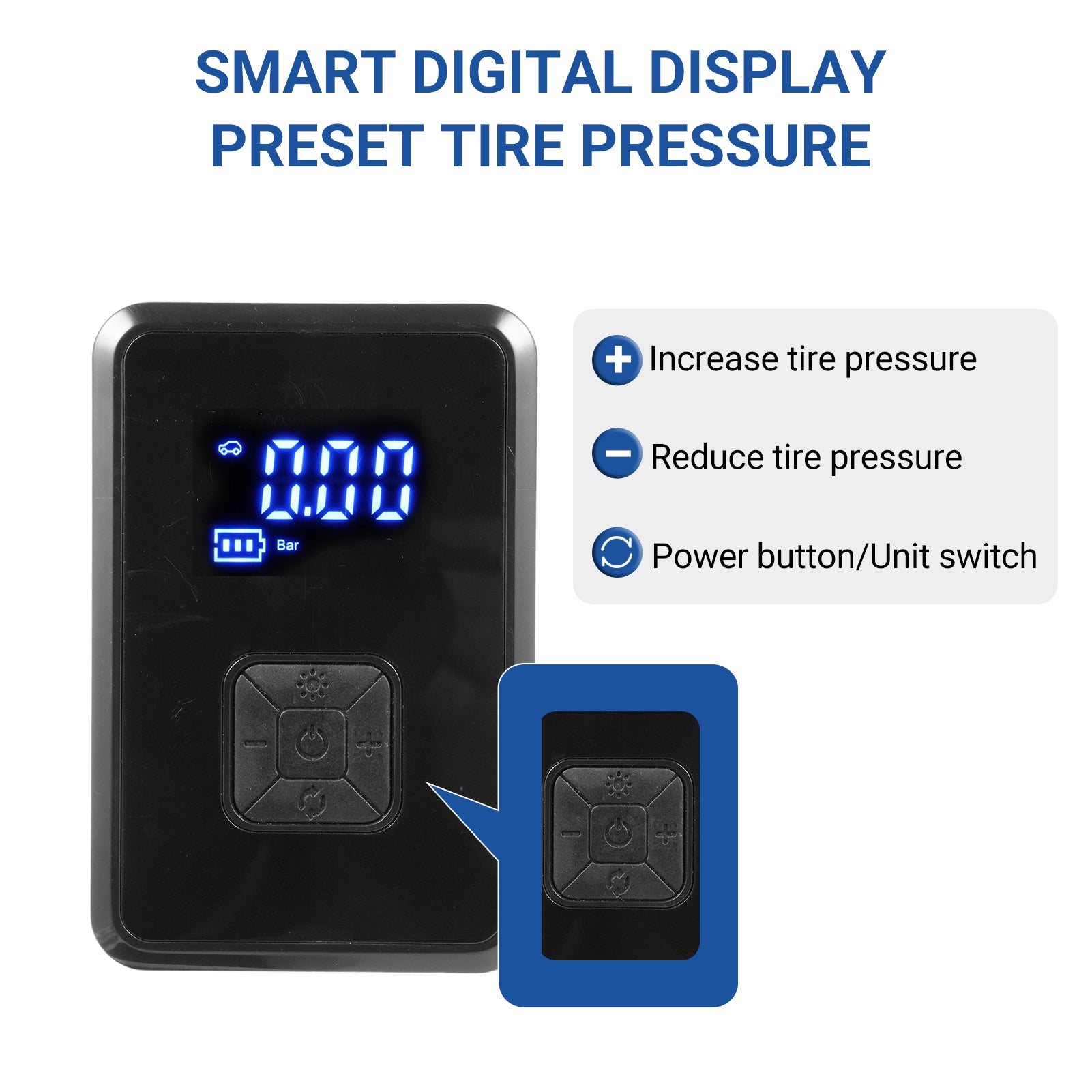 Gonfiatore portatile per pneumatici da 150 psi, gonfiatore rapido, adatto per pneumatici di auto e biciclette, senza fili - 5