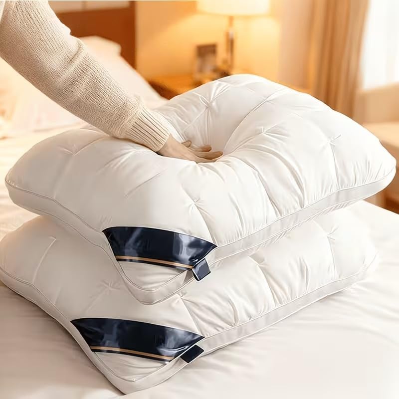 Oreiller de luxe pour hôtels, oreiller favorisant le sommeil, respirant et moelleux, offrant un soutien cervical, blanc (74*48cm) - 2