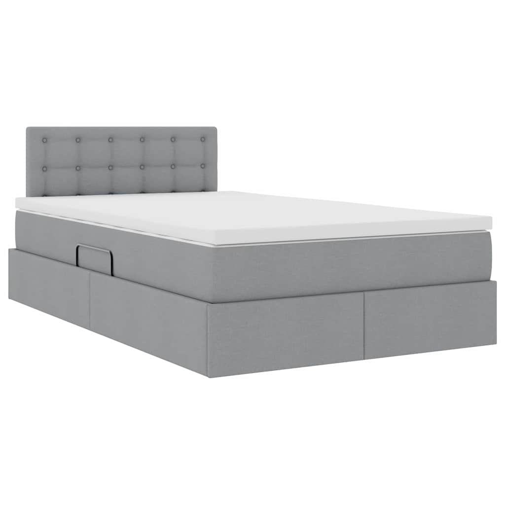 Lit avec rangement et matelas gris clair 120 x 200 cm en velours - 5