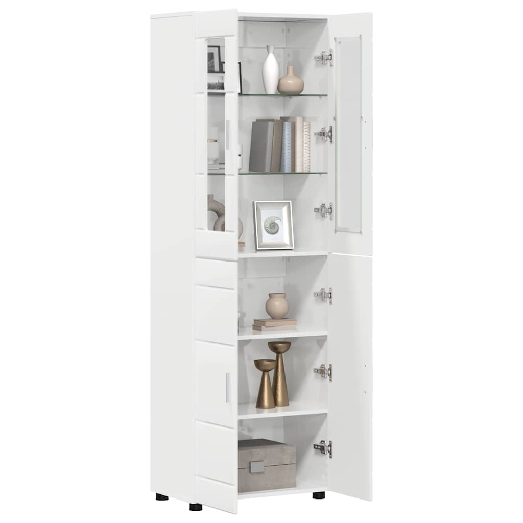 Armoire Haut de rangement - Armoire De Chambre avec porte Blanc brillant 60 x 35 x 182 cm - 3
