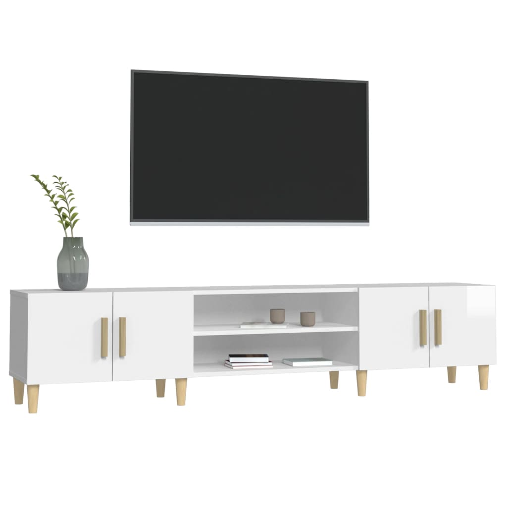 vidaXL Mobile Porta TV Bianco Lucido 180x31,5x40 cm Legno Multistrato - 4