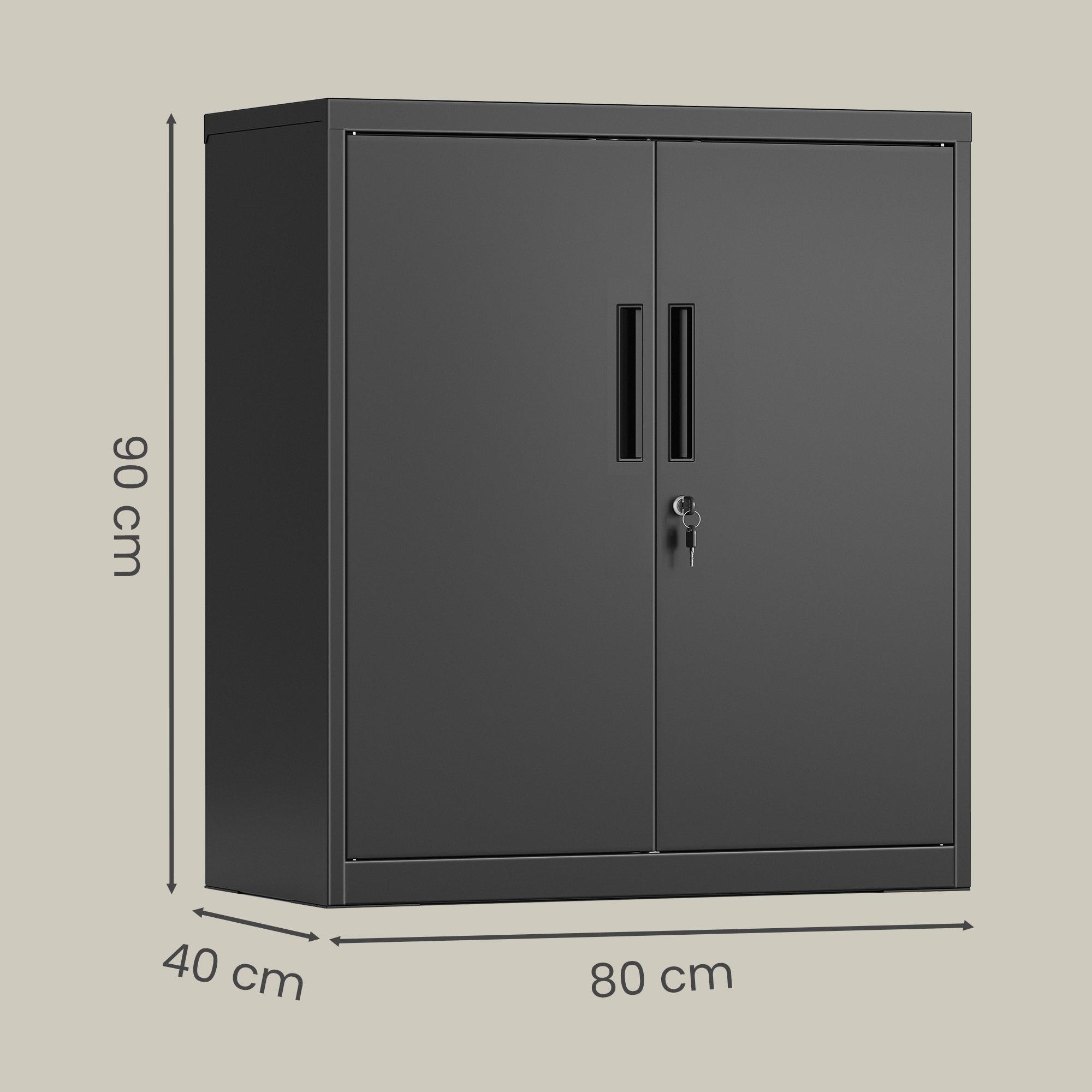 Armoire en Acier à 2 Portes, Verrouillable, Étagère Réglable, Meuble de Rangement pour Bureau, 80 x 40 x 90 cm, Noir - 5