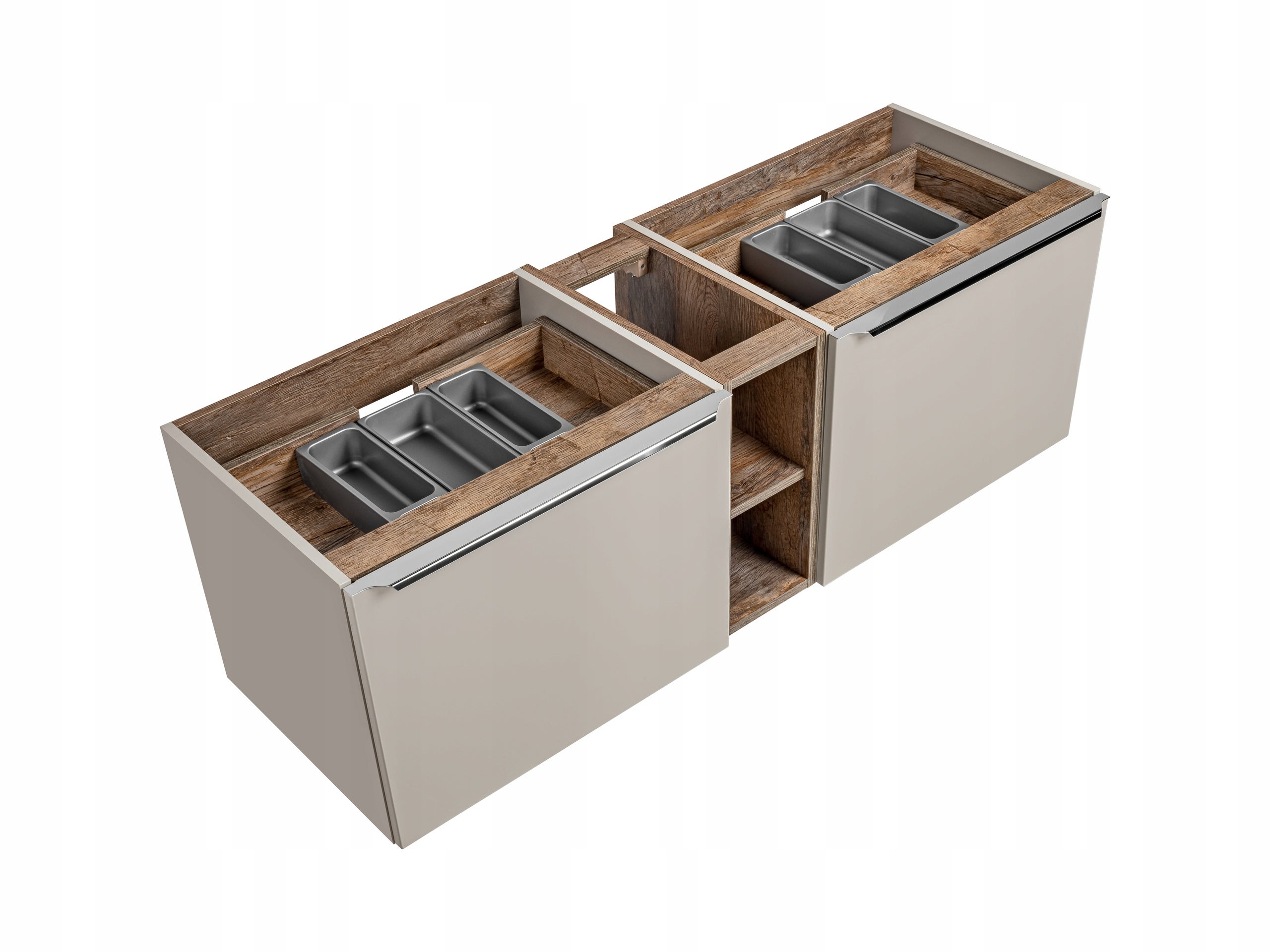 Szafka łazienkowa SANTA FE 140 cm taupe z regałem pod umywalki - 2