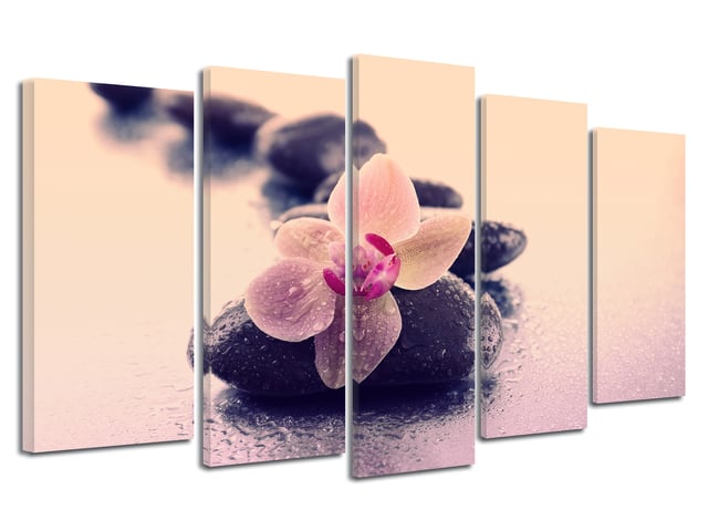 DECLINA, Tableau toile imprimée Zen, Tableau deco spa Fleurs orchidée, 150x80 cm