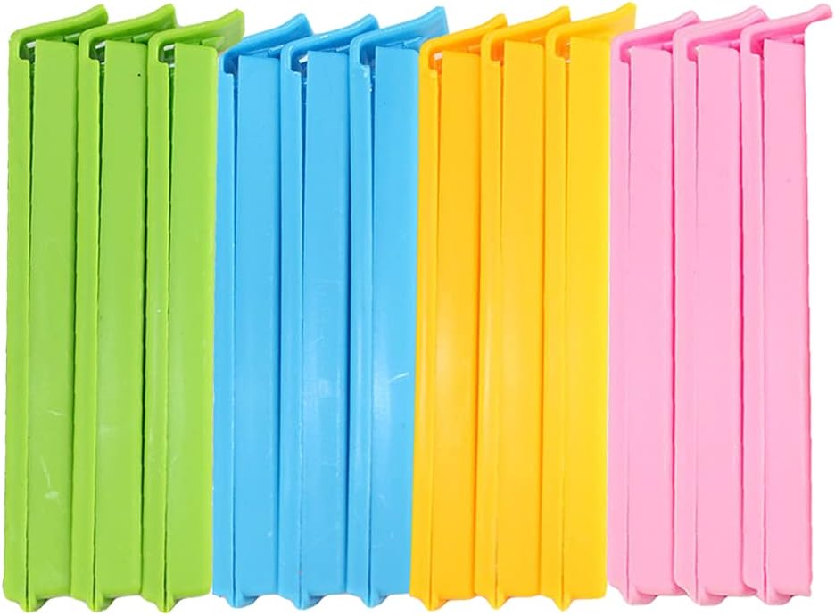 12 sztuk klipsów zamykających, klipsów do zamykania torebek, klipsów plastikowych, wielokrotnego użytku klipsów kuchennych
