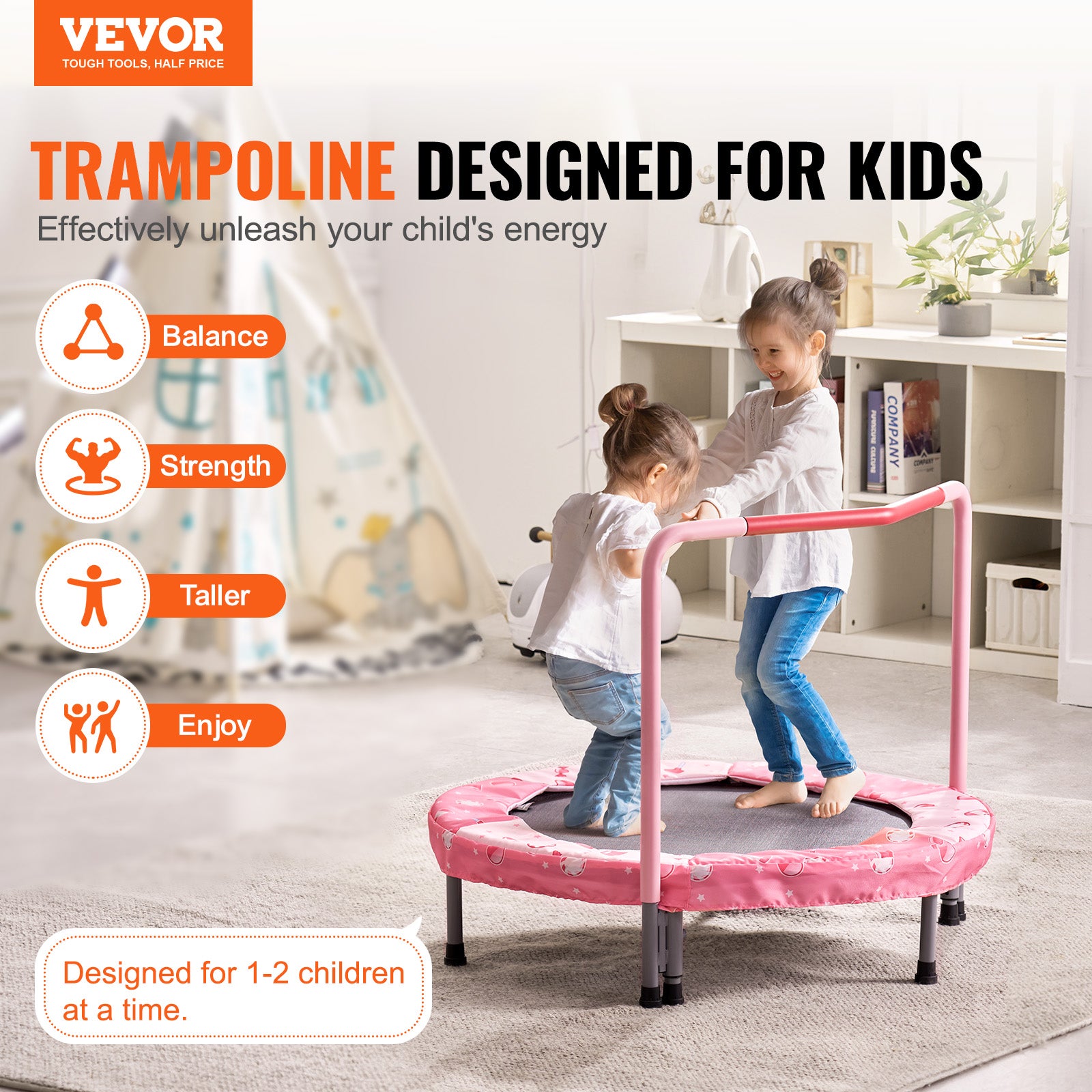 CZCPARY Mini Trampoline Pour Bébés Et Tout-petits – Cadeau Anniversaire 6 Mois à 4 Ans, Sécurité Intérieur/extérieur, Saut Silencieux