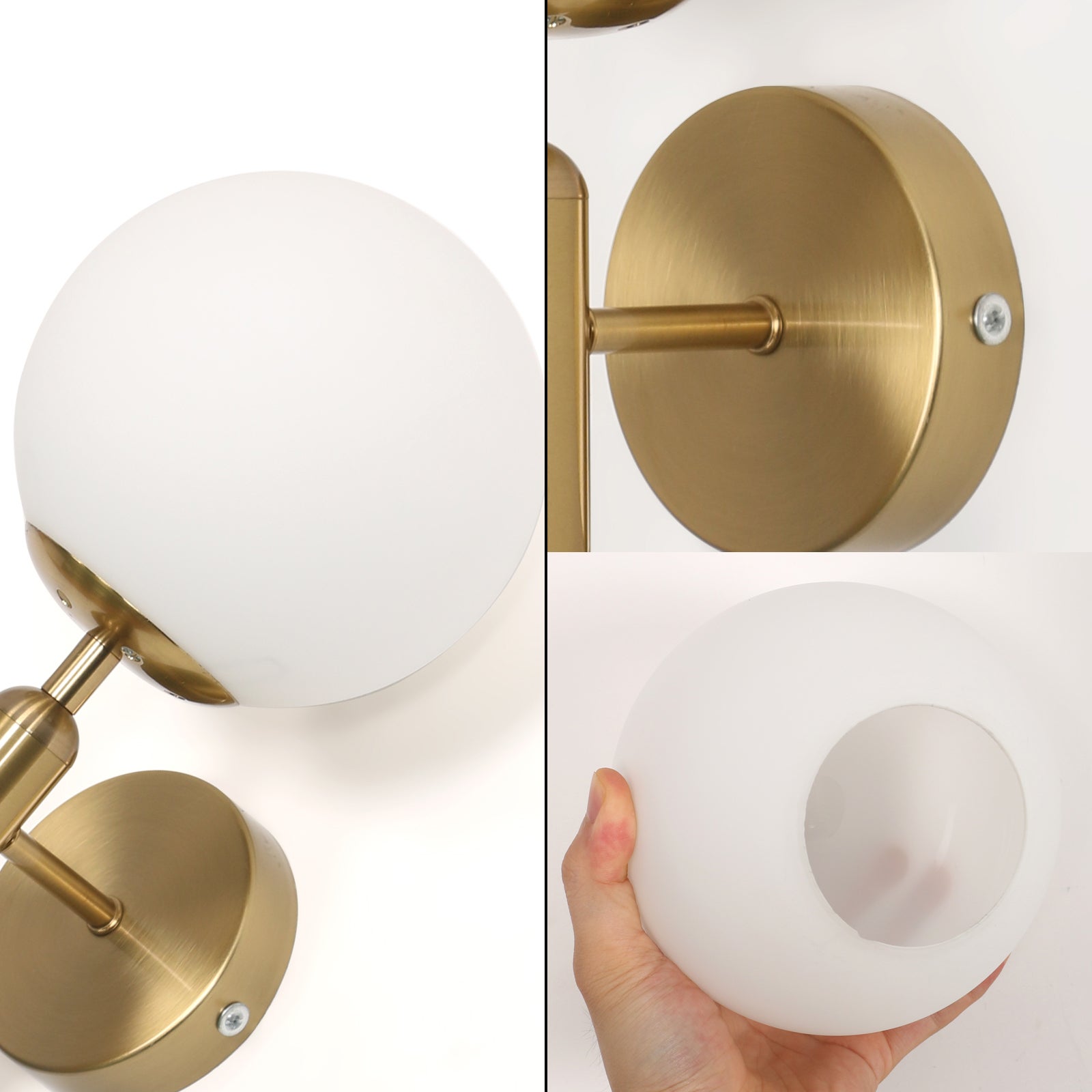 Lámpara de pared moderna para interiores, lámpara de pared dorada E27, aplique creativo de bola de cristal, sin bombilla - 5