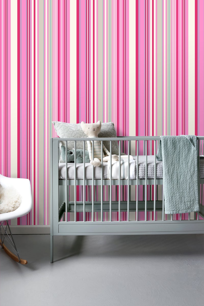 Tapeta paski różowymIturkusowym - 53 cm x 10.05 m - ESTAHOME - 5