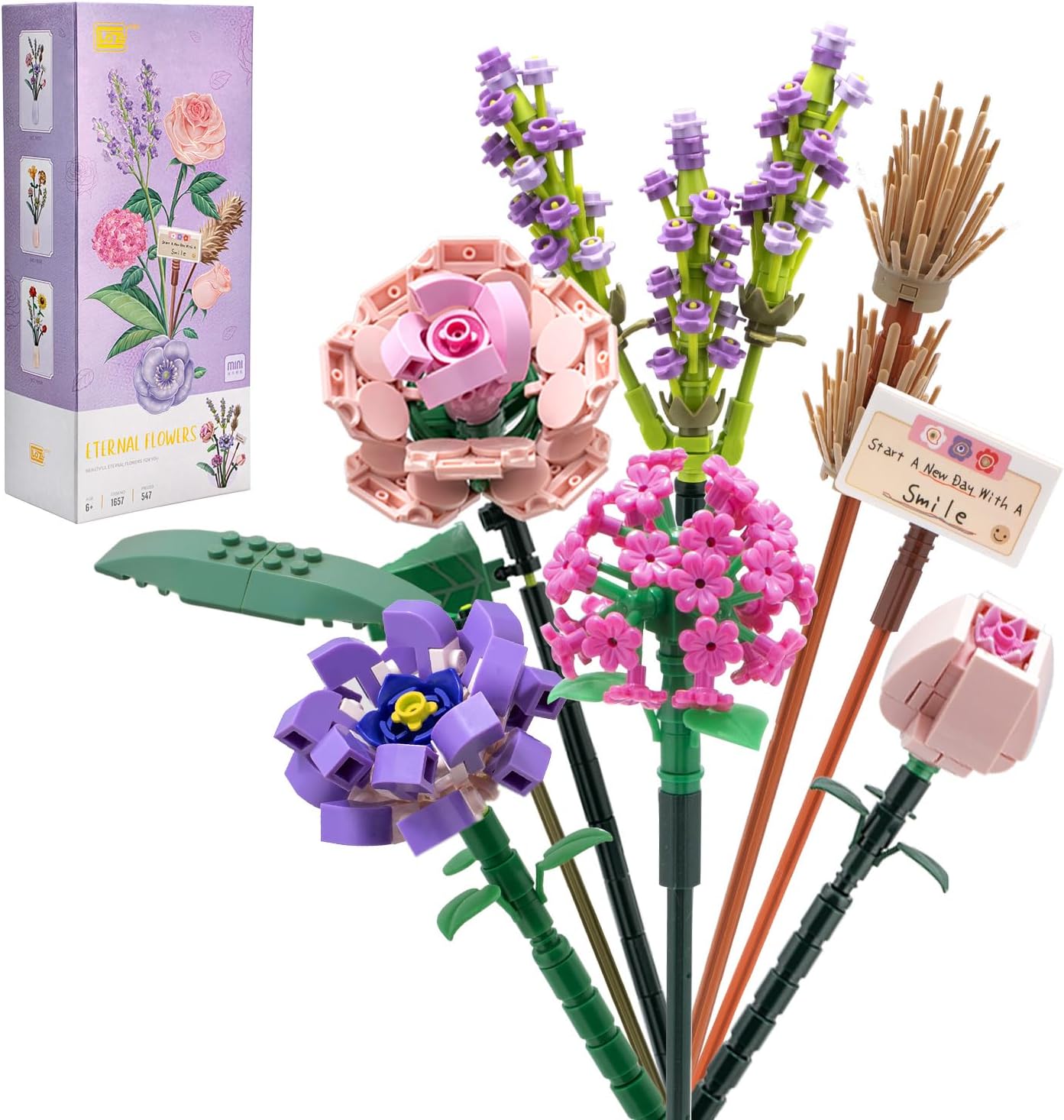 TINA.WIN Kit Bouquet Fleurs Artificielles 547 Blocs De Construction - Mini Brick Plant Toys DIY