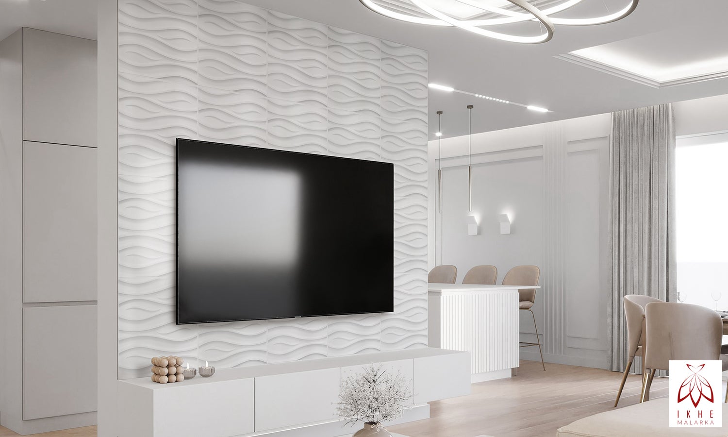 12PCS/3M² Panneaux 3D Panneaux en plastique PVC Panneaux muraux Salle de jeu Mur Plafond 3D Look Strom White - 3