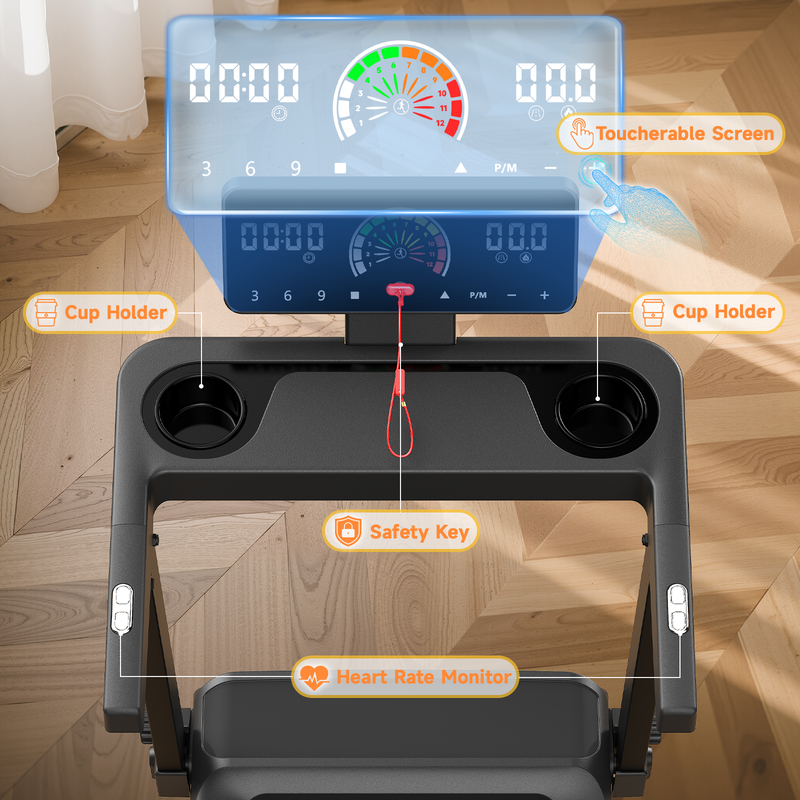 Passadeira dobrável 3 em 1 RATTANTREE, passadeira elétrica para casa com ecrã LCD, passadeira compacta e portátil para colocar debaixo da secretária - 2