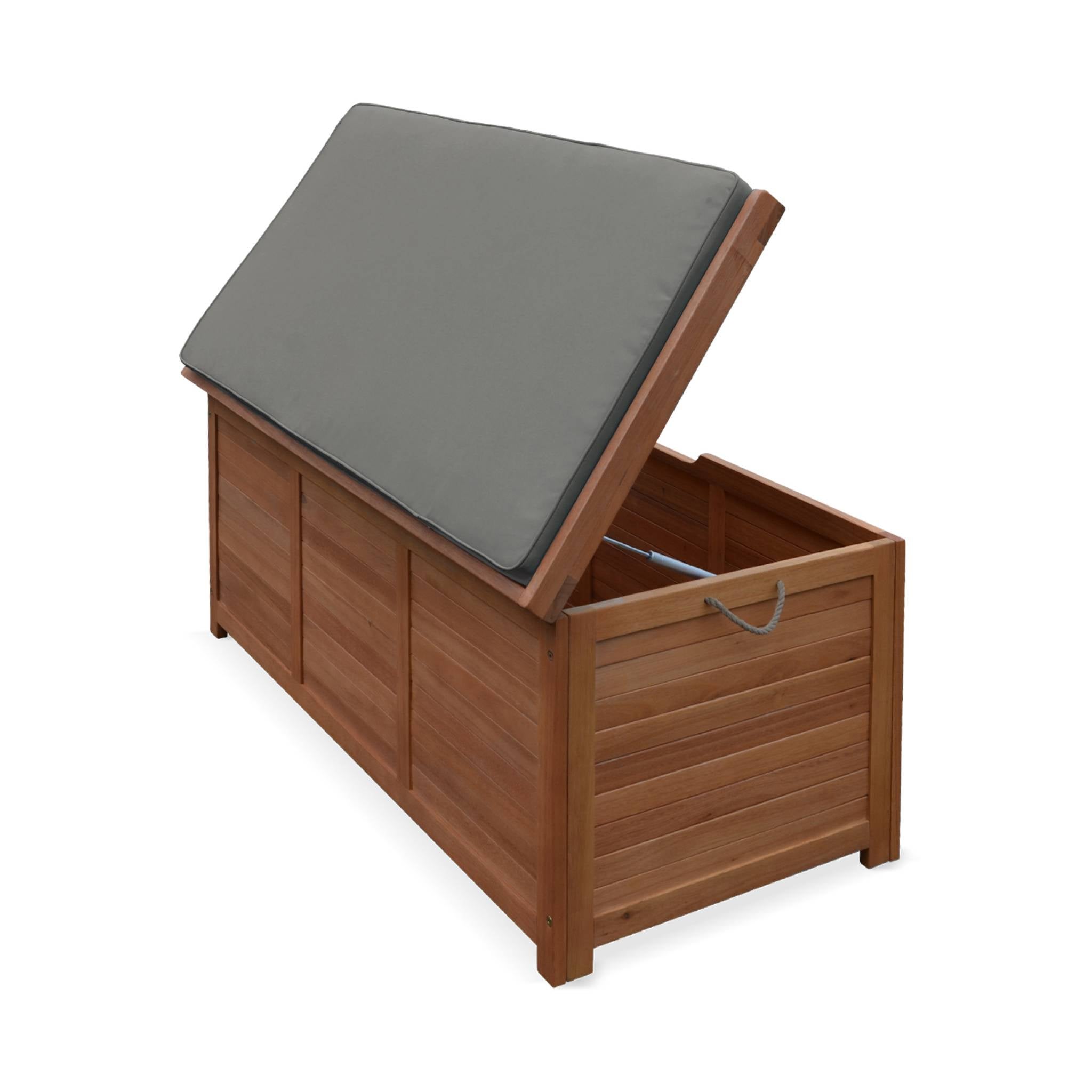 Cassapanca da giardino in legno 200L con martinetti, Marrone naturale - 8