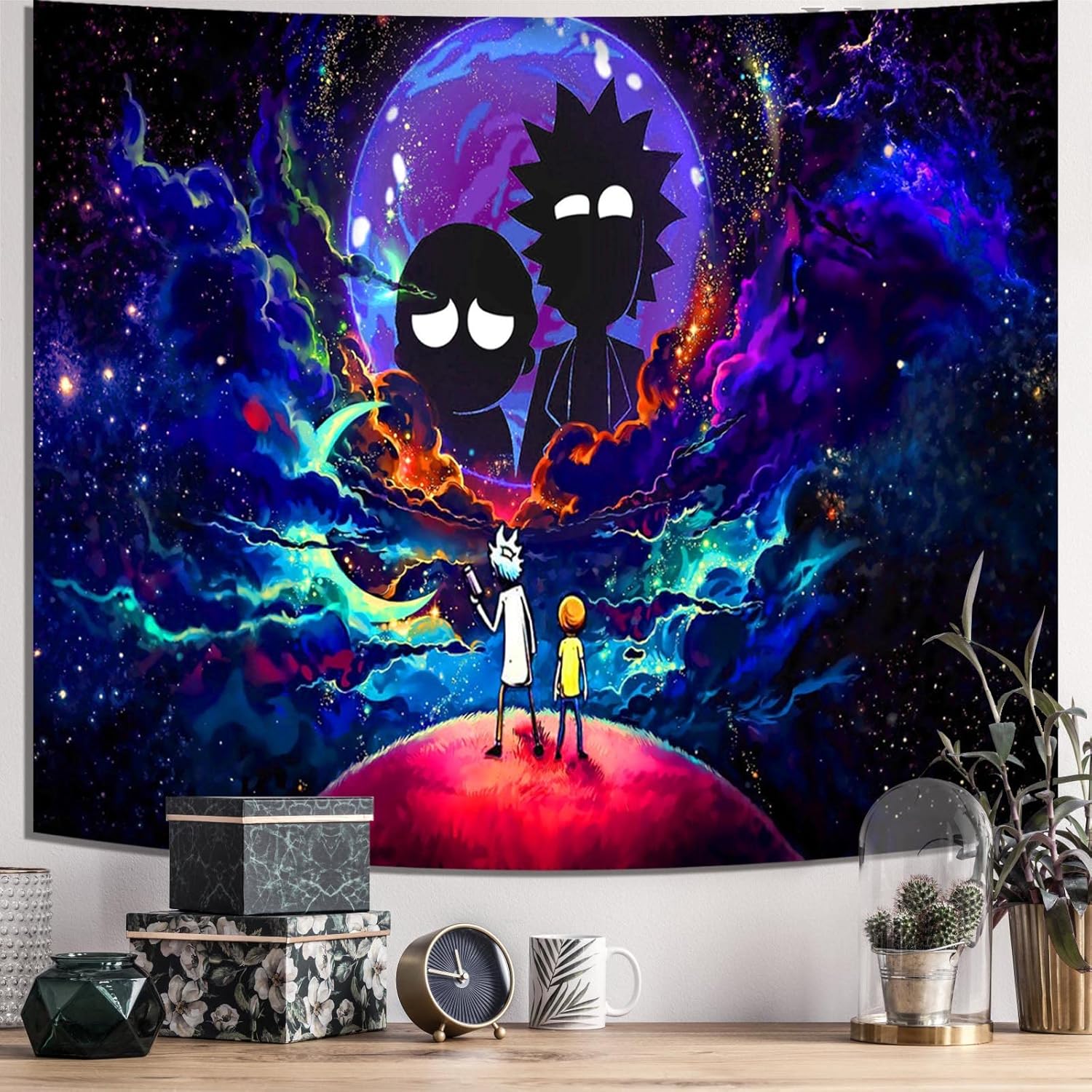 Gobelin ścienny anime do sypialni, gobelin ścienny dla mężczyzn, czarna estetyka, hipisowski, dekoracja ścienna, 130 x 150 cm