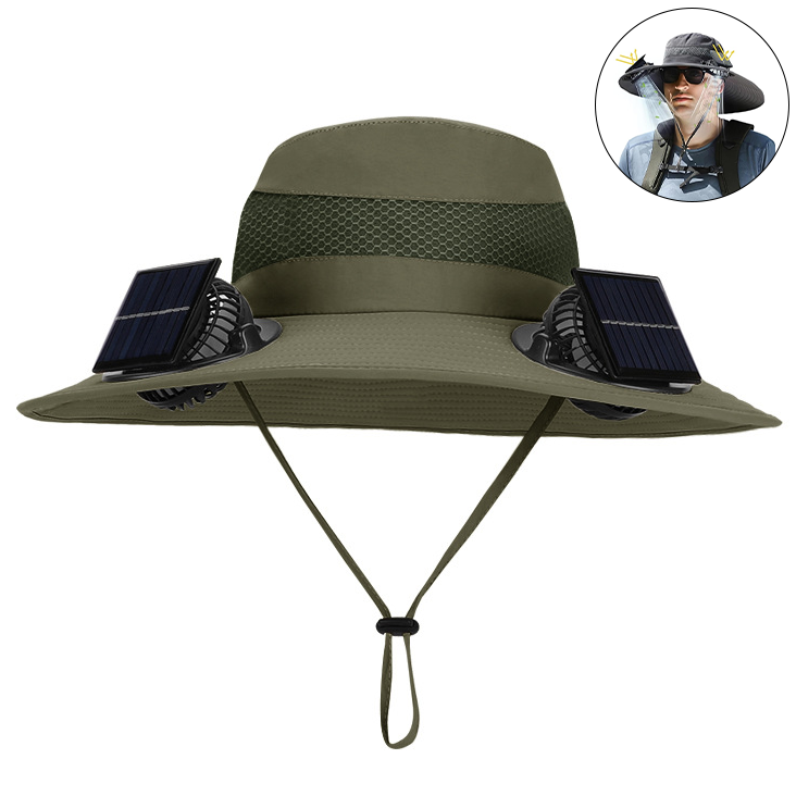 Kapelusz z wentylatorem słonecznym kapelusz przeciwsłoneczny szerokim rondem wentylatorami słonecznymi ładowany przez USB odpinany kapelusz wędkarski