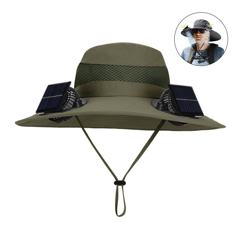 Kapelusz z wentylatorem słonecznym kapelusz przeciwsłoneczny szerokim rondem wentylatorami słonecznymi ładowany przez USB odpinany kapelusz wędkarski