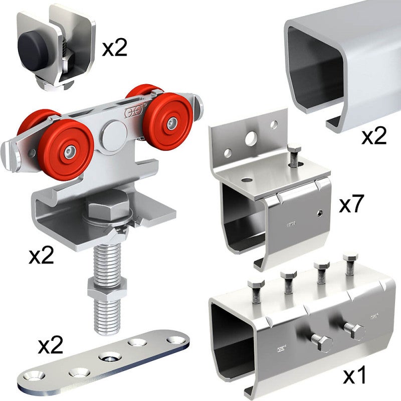 Système coulissant SLID'UP 2000 pour 1 porte extérieure 27 mm max - rails 2 x 1,95 m acier galvanisé - 60 kg - 2