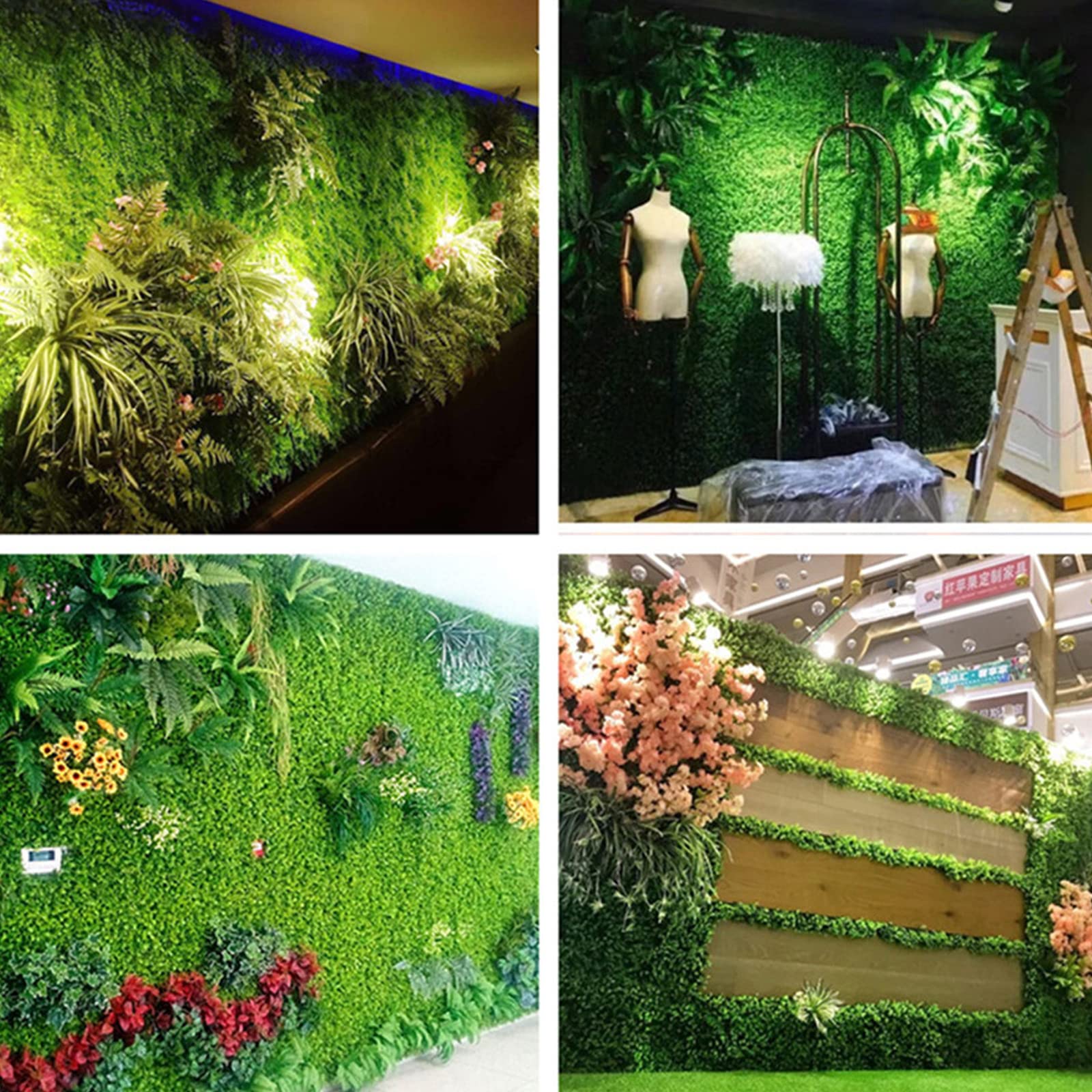 Relvado de musgo artificial, tapete de musgo artificial de 100 x 100 cm, tapete decorativo de relva de musgo falso - 9