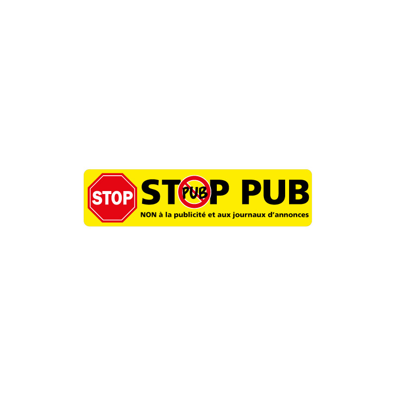 Plaque Adhésive Stop Pub - 60x25 Mm - Signalétique.Biz (Fabriquée En France)