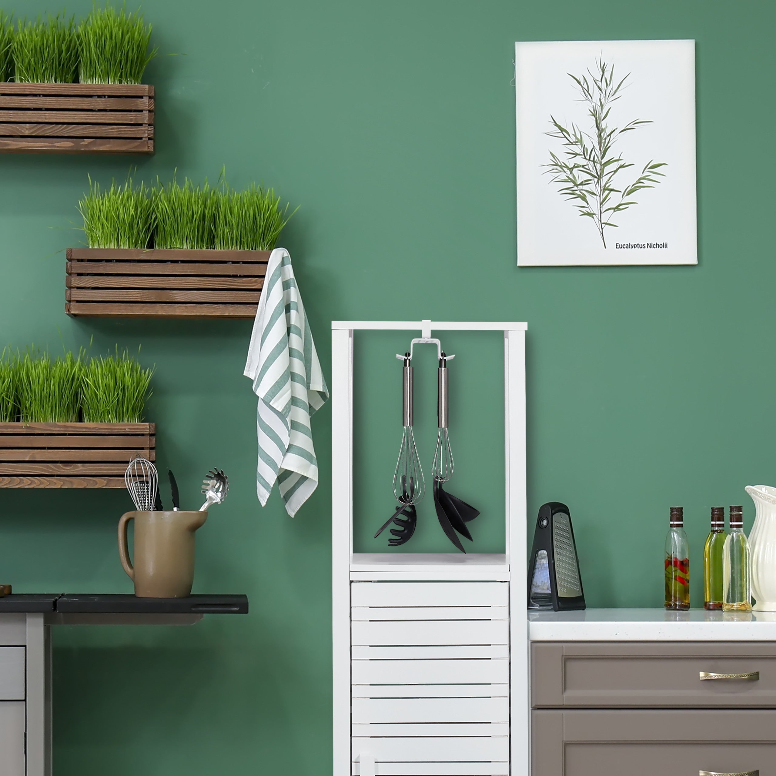 Lot de 2 crochets pour armoire, 8 places, en métal, sans trous, beaucoup de place, étagère, HlP 6,5x 10 x 18 cm - 3