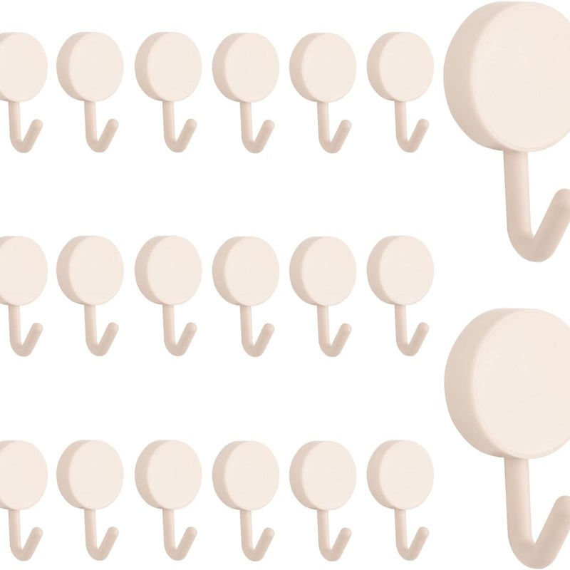 Zestaw 20 samoprzylepnych haczyków z wytrzymałego plastiku do domu, drzwi, kuchni, łazienki i biura (beżowy)