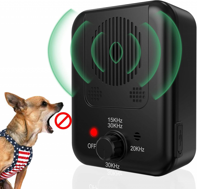 Dispositivo anti-latidos, dispositivo de controle de latidos de cães com ultrassom de 3 níveis, preto